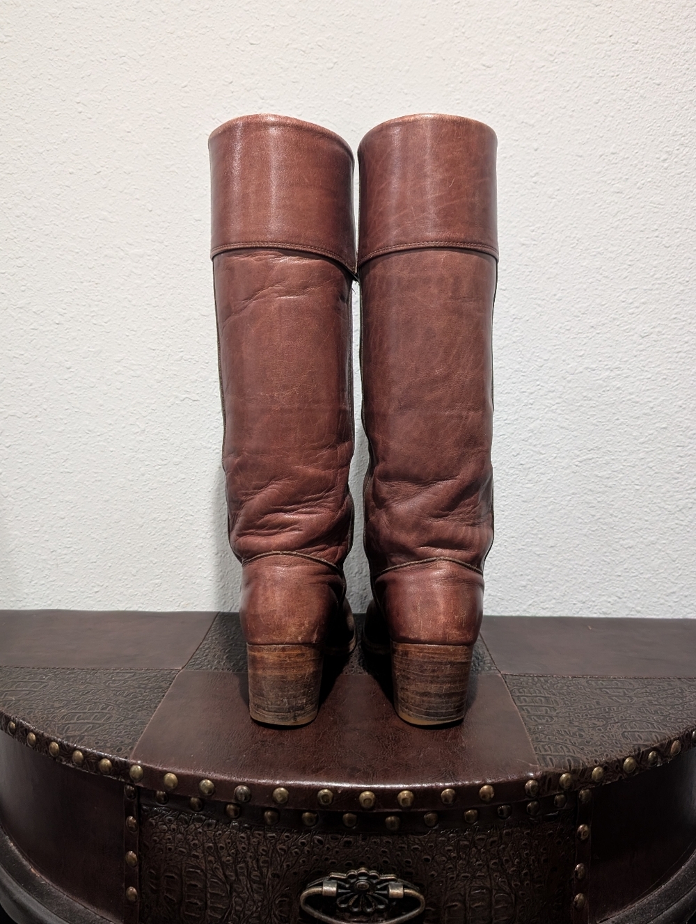 Vintage 80s FRYE Made in USA Tall Leather Campus Boots - Size 9B - Picture 7 of 13